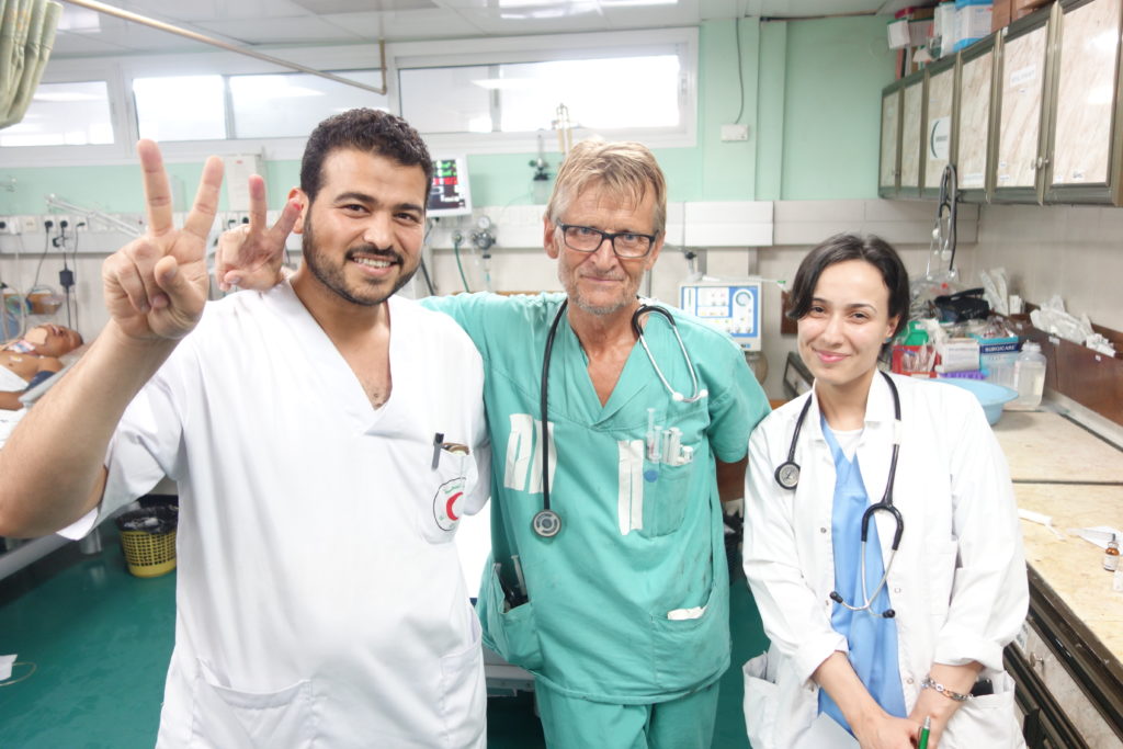 With colleagues at the Shifa hospital in Gaza, July 2014. Photo: Private