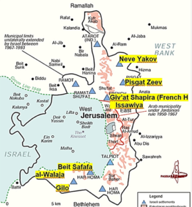 Kart over Stor-Jerusalem der bybanen skal gå